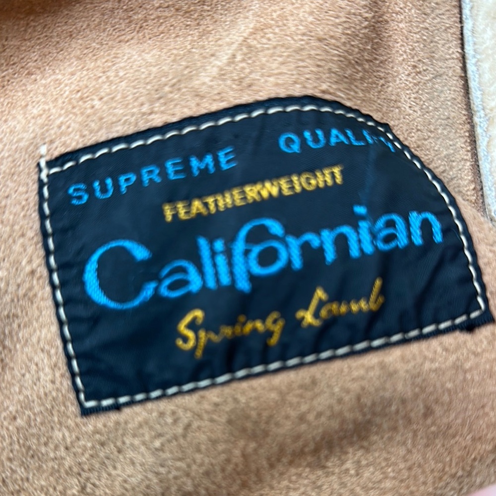 Womens Tan Shearling Coat with Belt - Picture 6 of 6